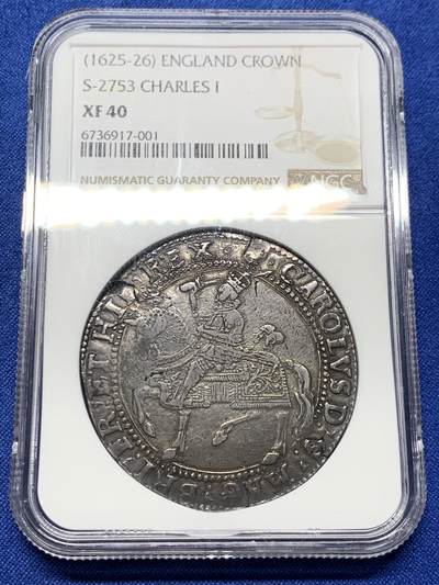 《竞宝斋》第426场 周日，周一  2场连拍 （全场包邮） - PCGS XF40 英国 1625 查理一世克朗，查理一世克朗中最少的版别之一，早期上海NGC低评，外拍AU有分价格超10000镑