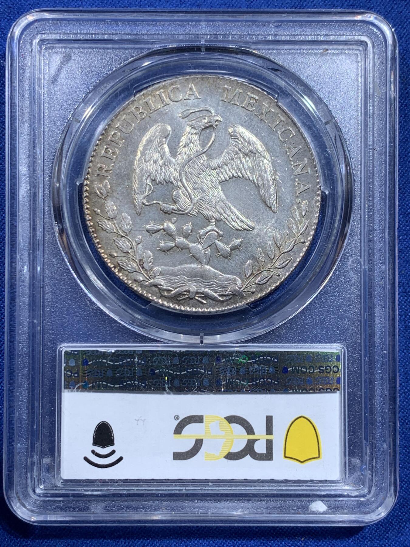 《竞宝斋》第426场 周日，周一  2场连拍 （全场包邮） PCGS MS64 墨西哥 1897 Mo AM 花边鹰洋 8R银币 亚军分，仅有一枚最高分。sbp原拍品，二三年拍卖660美元。五彩包浆，全深打。