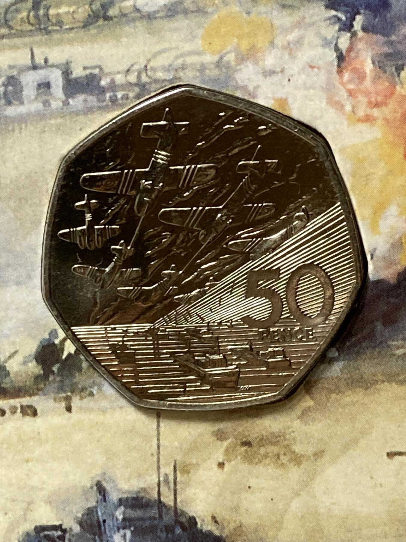 2025年第一百零五场(总第一百三十一场）外国好品散币(免佣金) 少见纸卡装–英国🇬🇧1994年50便士(诺曼底登陆50周年纪念币)