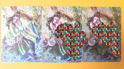 趣卡卡拍No.17期（无佣金免手续费，分享成交有奖） 【普卡】焱卡文化-巴丁 绝色绘卷PART6 小青 普卡三渐变1套3张