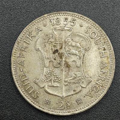 【淘币小摊】限时拍第七百五十九拍  国庆10连拍 小银币场 外出13号发货 满百包邮可预留两周  周一统一发货  - 南非1955年2先令银币