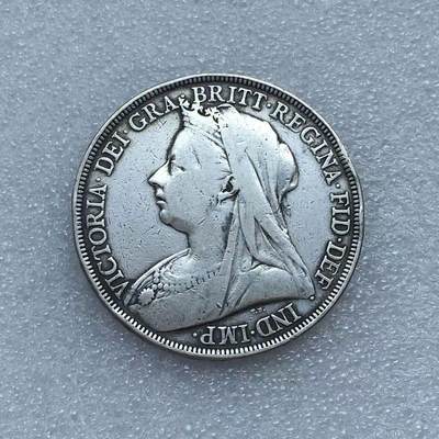 世界钱币专场拍卖 - 1896年英国维多利亚女王披纱马剑1克朗流通银币
