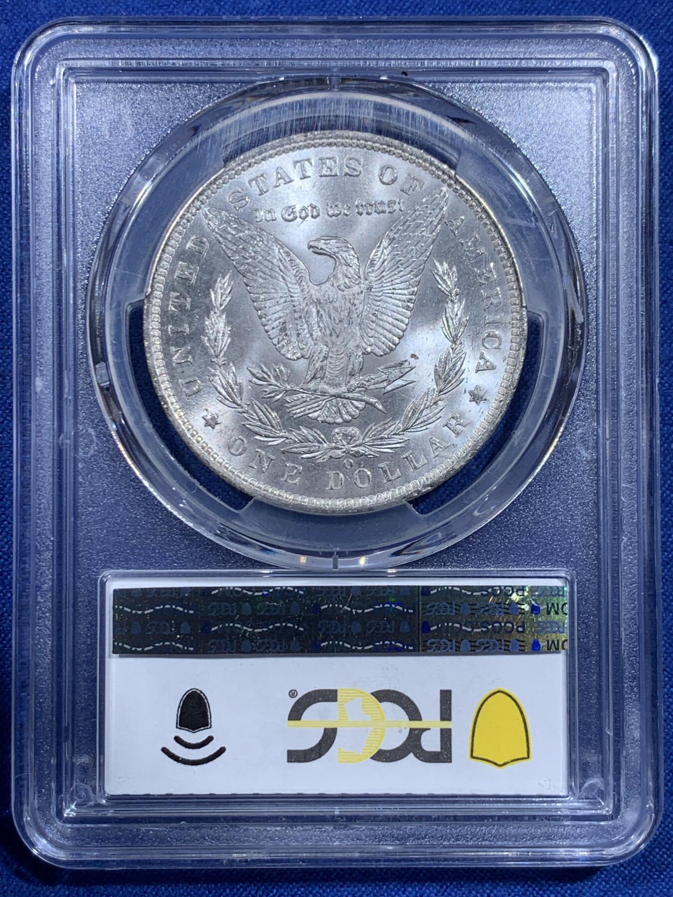 《竞宝斋》第426场 周日，周一  2场连拍 （全场包邮） PCGS MS64 美国1885年-O版摩根1美元银币 白净转光