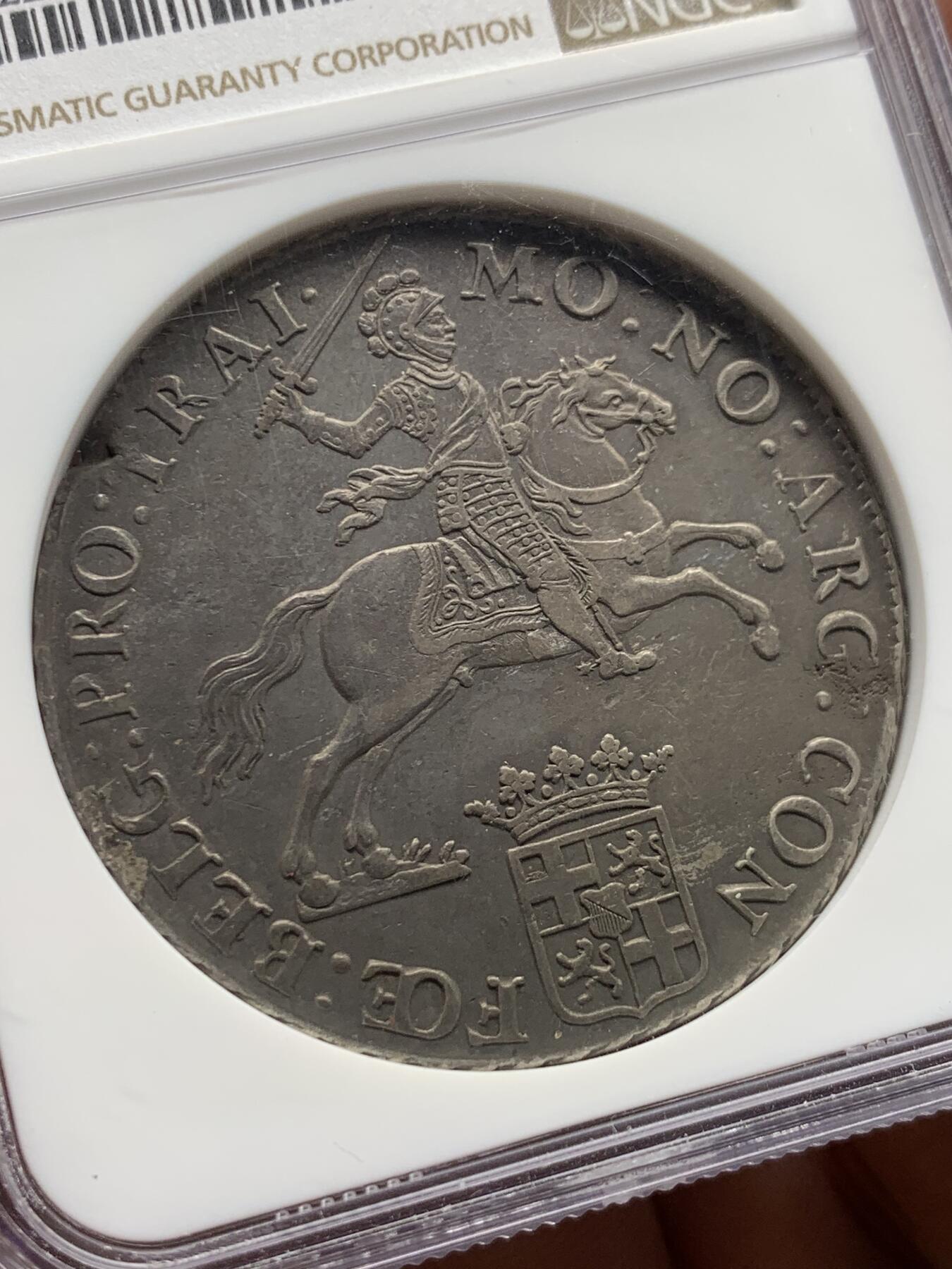 《竞宝斋》第426场 周日，周一  2场连拍 （全场包邮） NGC AU53 荷兰 1761年 乌特勒支 1杜卡特 骑士马剑大银币 中期年份 打制极好 细节见图
