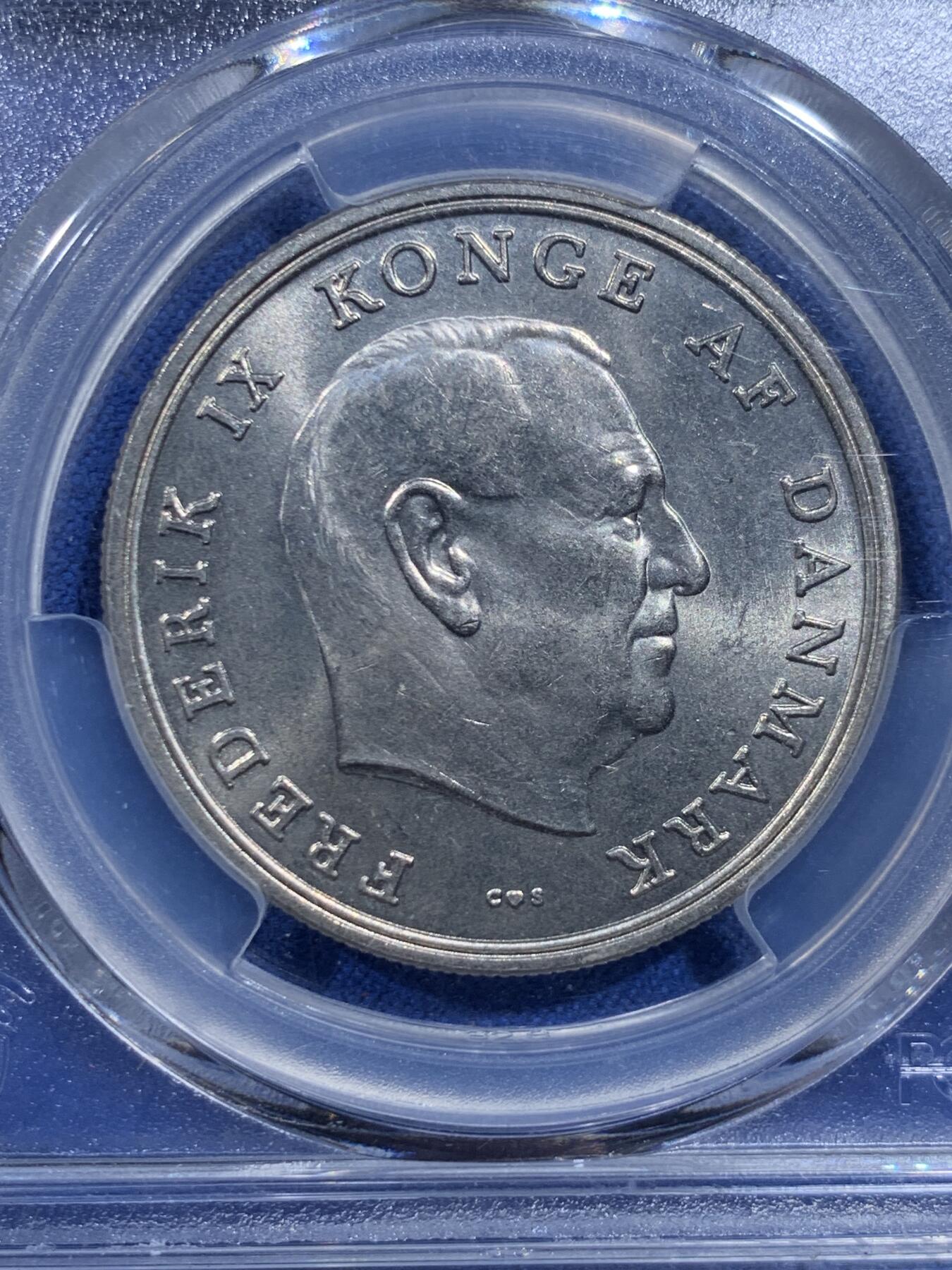 《竞宝斋》第426场 周日，周一  2场连拍 （全场包邮） PCGS MS64 丹麦1971年5克朗，亚军分，适合入手