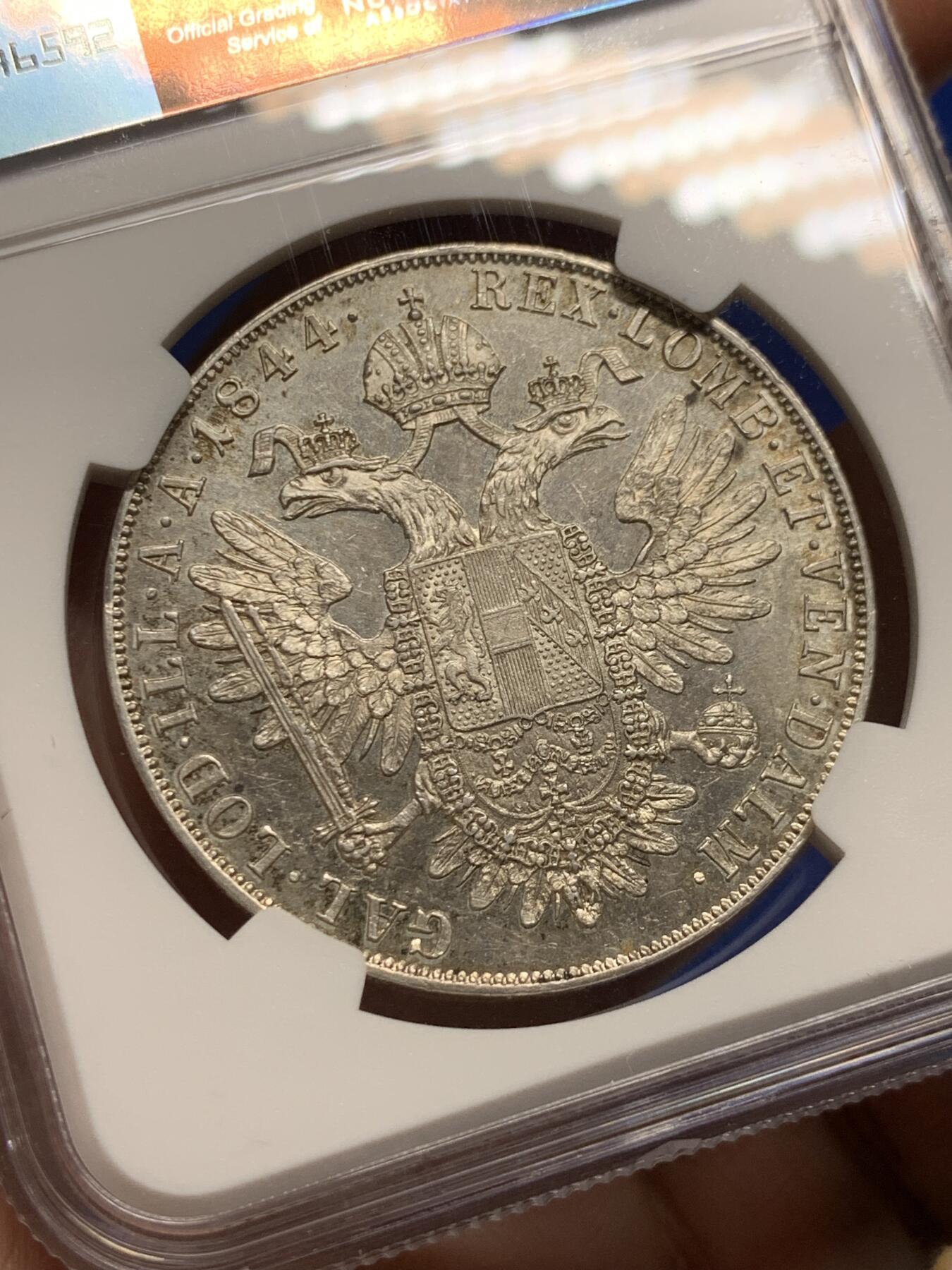 《竞宝斋》第426场 周日，周一  2场连拍 （全场包邮） 亚军分 NGC  MS62 奥地利帝国 1844年  斐迪南一世 泰勒大银币 少见的大头版本