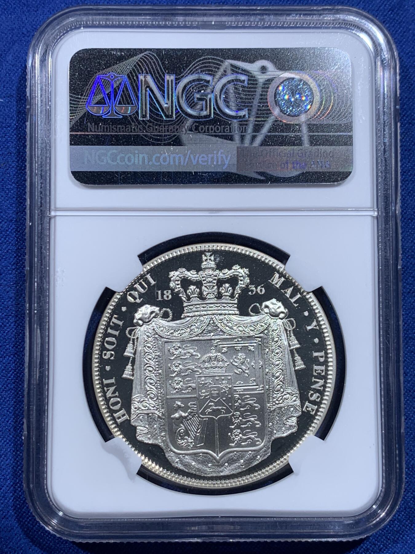 《竞宝斋》第426场 周日，周一  2场连拍 （全场包邮） NGC PF68CAMEO 英国威廉克朗银质臆造幻想币