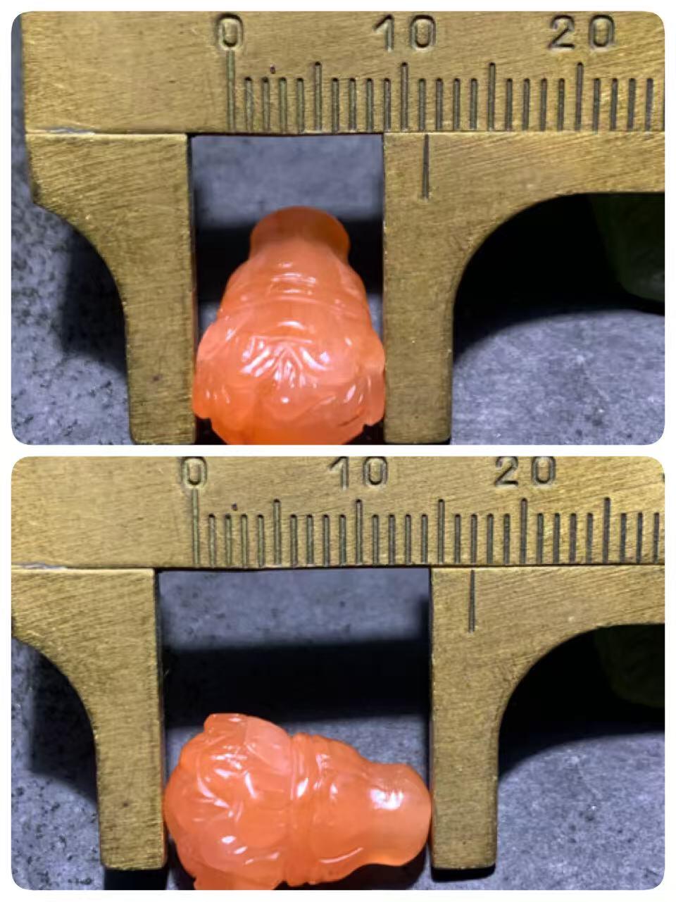 精美川料樱桃红南红玛瑙雕刻莲花一体佛头三通一个