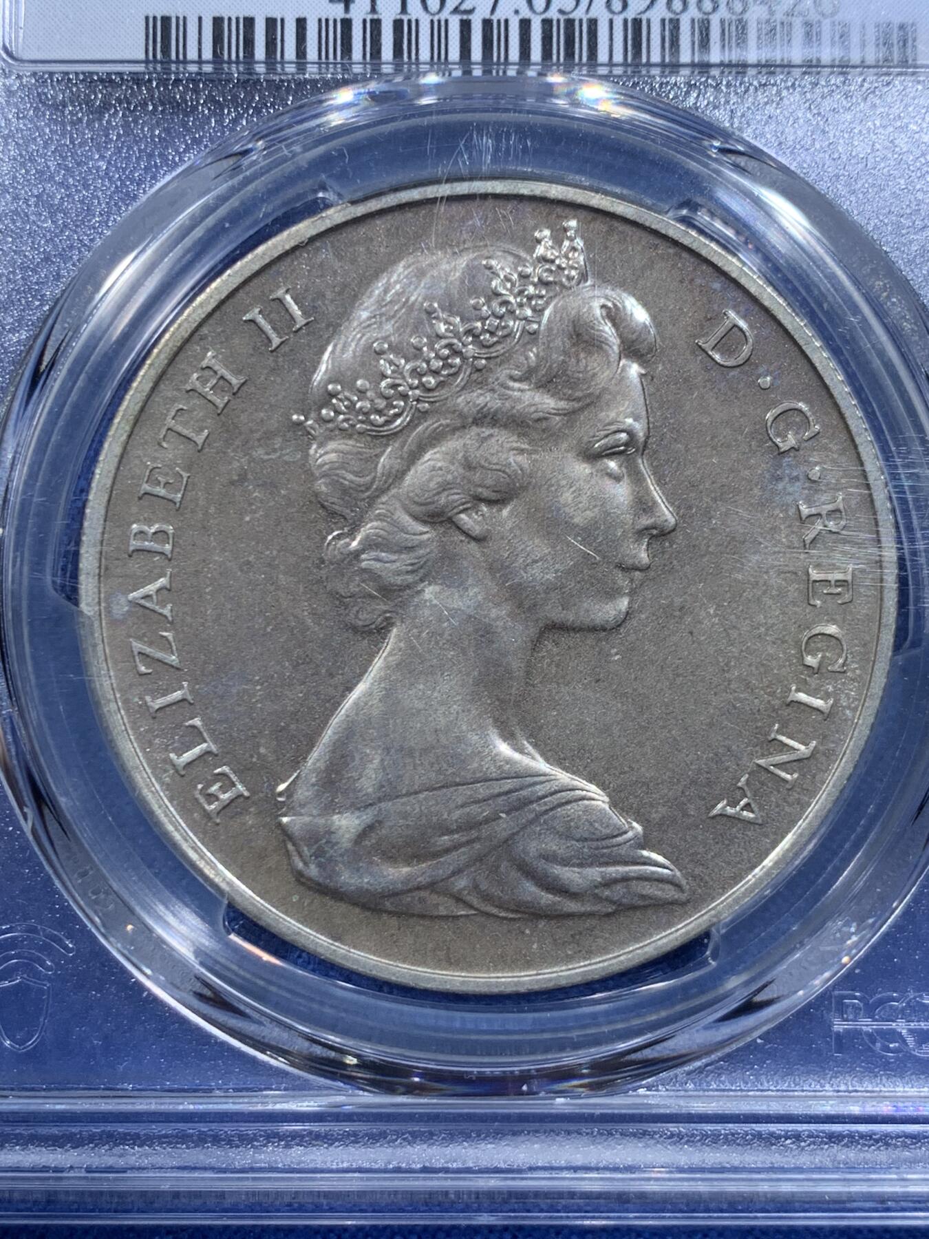 《竞宝斋》第426场 周日，周一  2场连拍 （全场包邮） PCGS PR65 直布罗陀1967年1克朗精制银币 冠军分