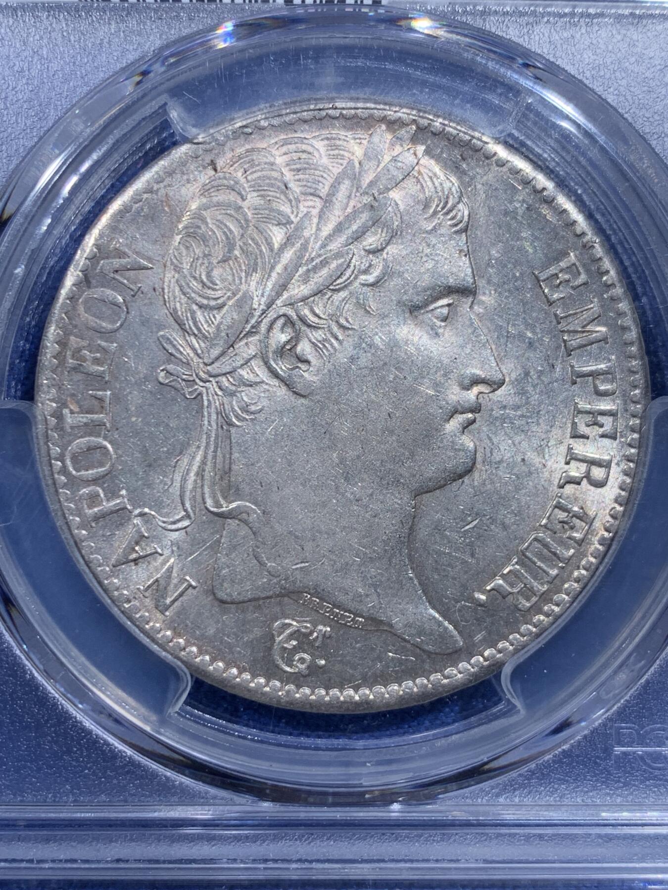 《竞宝斋》第426场 周日，周一  2场连拍 （全场包邮） PCGS MS61 法国 1812年 拿破仑 5法郎银币 不常见的年份 不俗的状态 光也好