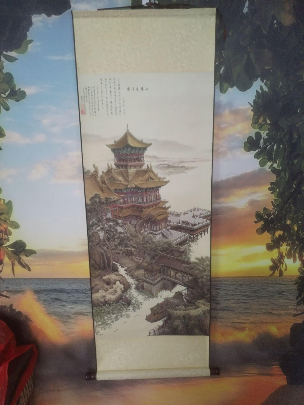 综合 江楼夜月图。130—45cm。