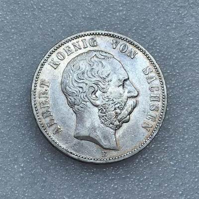 世界钱币专场拍卖 - 1876年德国萨克森阿尔伯特5马克短翅流通银币