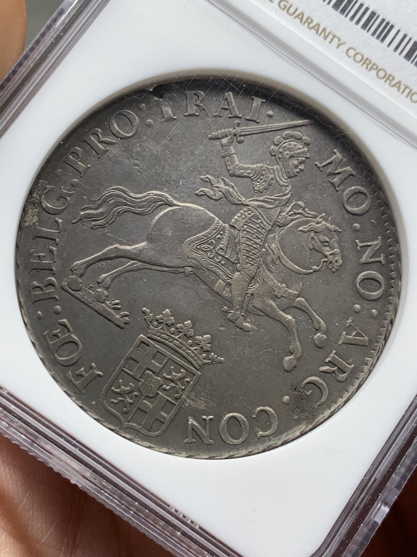《竞宝斋》第426场 周日，周一  2场连拍 （全场包邮） NGC AU53 荷兰 1761年 乌特勒支 1杜卡特 骑士马剑大银币 中期年份 打制极好 细节见图