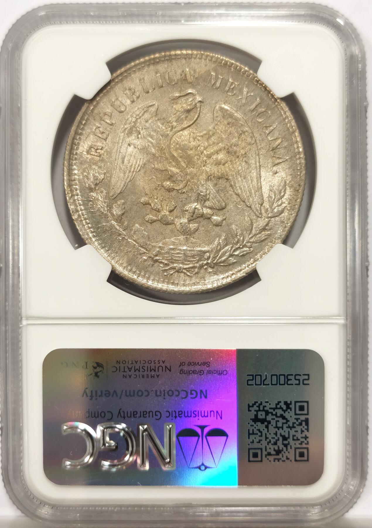 博洋堂世界钱币拍卖第142期（全场包邮） NGC MS62 墨西哥1904年ZS FM版直边鹰洋，黄油转光，少见版别，平台首见MS分数
