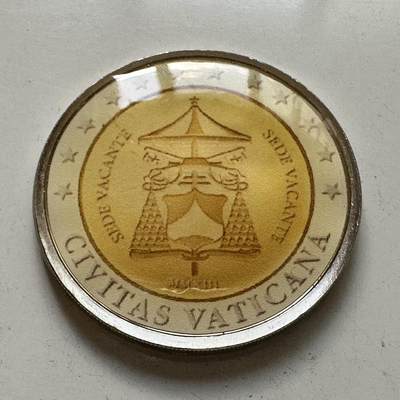 🌹外币初藏🌹🐯2025年第112场  每周二四六晚8️⃣点 接代拍 - 梵蒂冈2欧元 滴塑工艺后加工 镀银