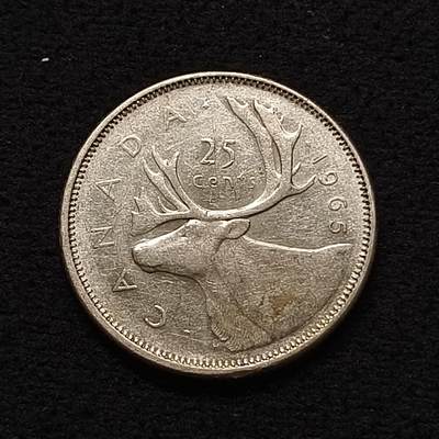 【全场包邮】纯粹捡漏拍466场-待排序 - 加拿大1965年25分驯鹿银币
