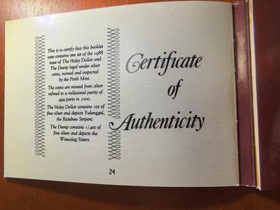 长老汇蛇年精选第五十九场拍卖 1988澳大利亚子母币，两枚精制银币，39.919克999银，盒证全