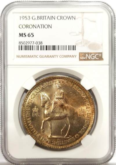 博洋堂世界钱币拍卖第142期（全场包邮） - NGC MS65 英国1953年伊丽莎白二世登基纪念克朗
