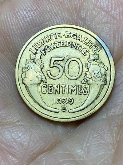 2025年第一百零五场(总第一百三十一场）外国好品散币(免佣金) - 稀有品种–法兰西第三共和国1939单年份50生丁(B标，布鲁塞尔造)