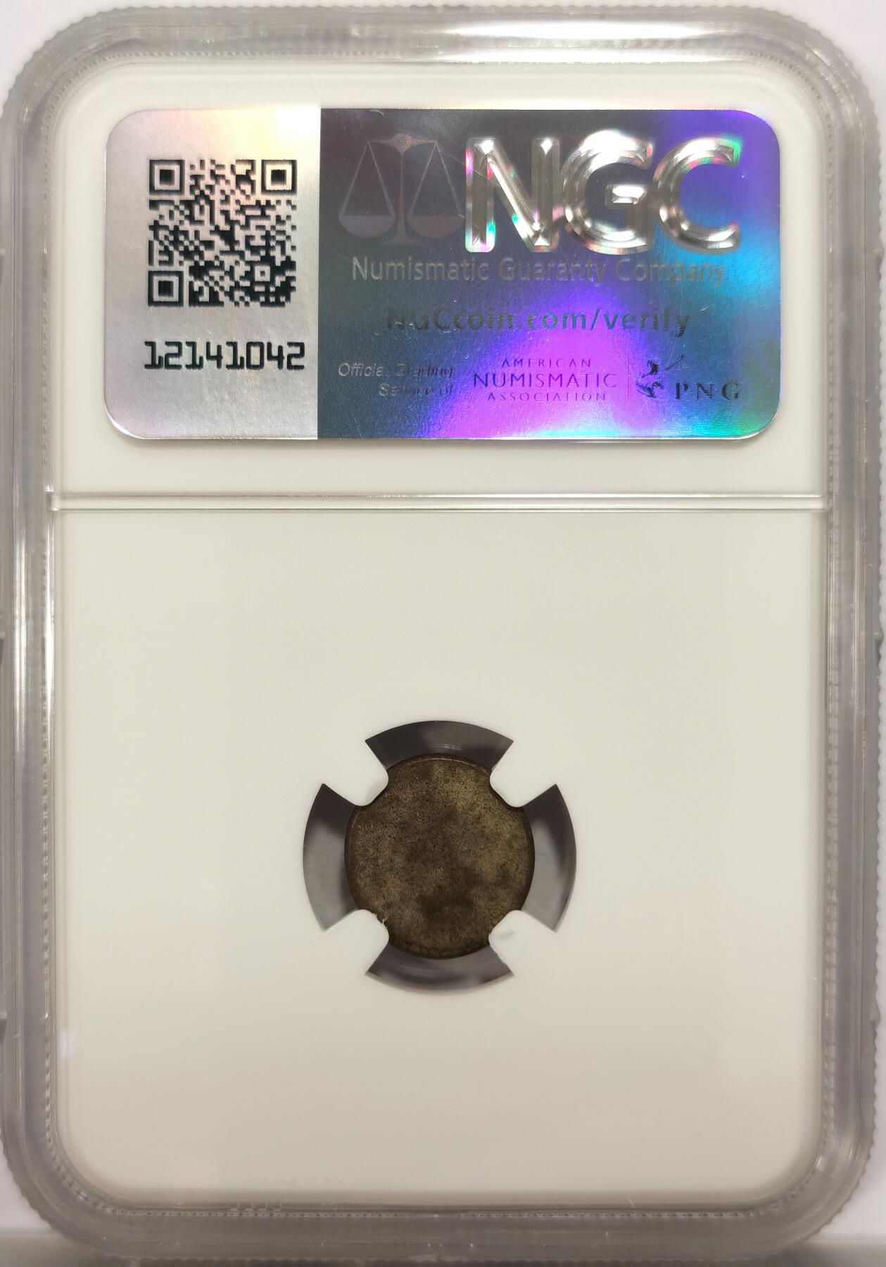 博洋堂世界钱币拍卖第142期（全场包邮） NGC AU55 柬埔寨1600年-1860年神鸟2PE银币，打制上佳，淡彩美品。