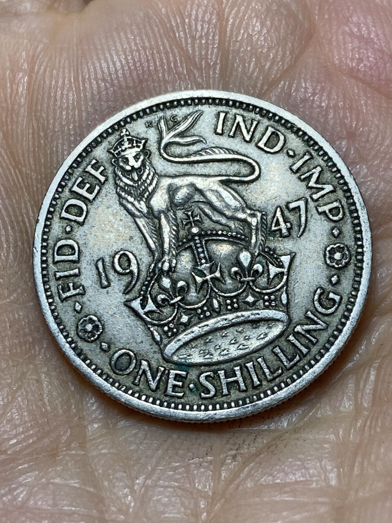 2025年第一百零五场(总第一百三十一场）外国好品散币(免佣金) 英国🇬🇧1947年1先令(乔治六世第二版，英格兰站狮版，首发年仅发行2年)