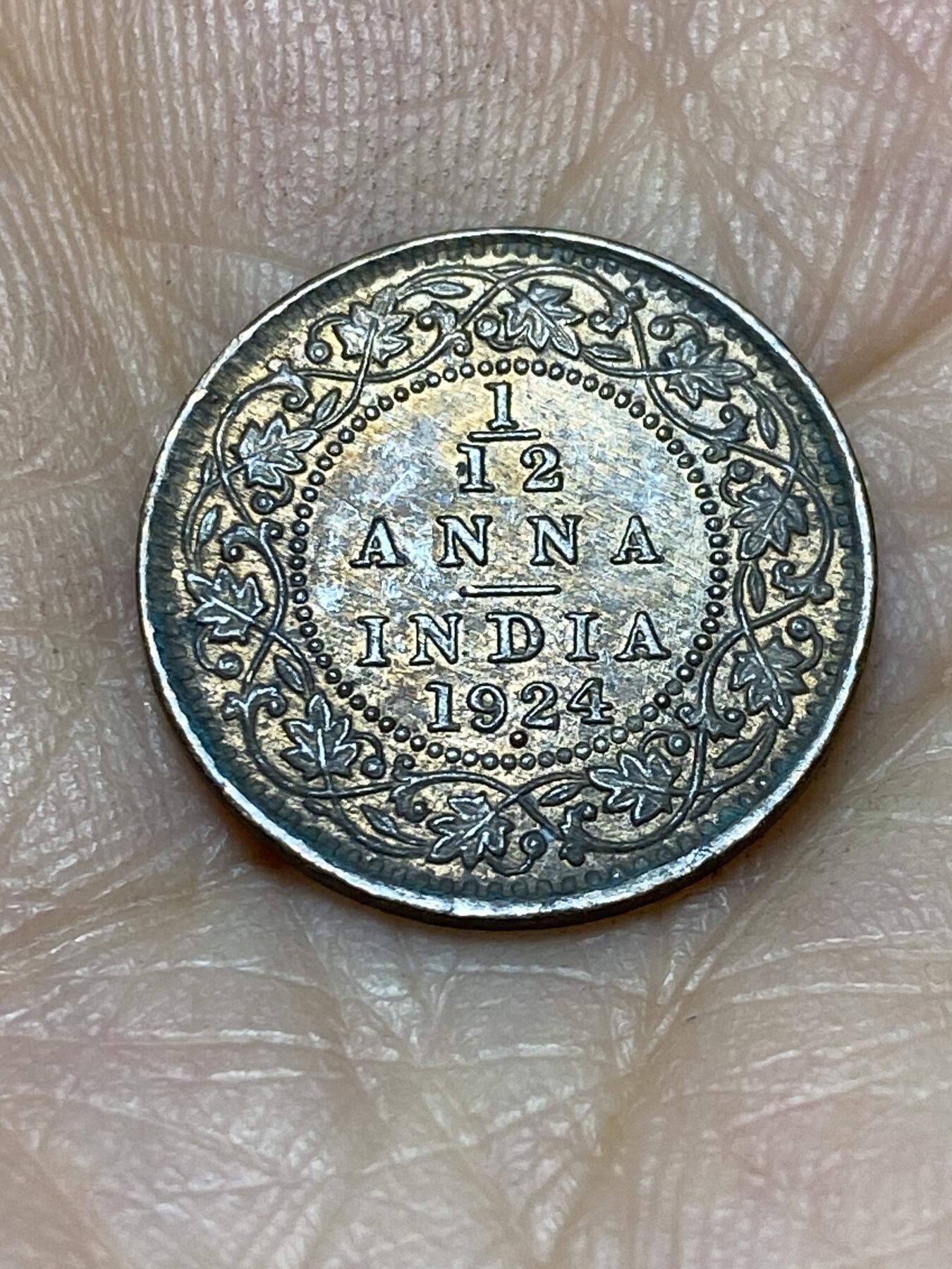 2025年第一百零五场(总第一百三十一场）外国好品散币(免佣金) 英属印度1924年1/12安娜(乔治五世时期，年份下带点B版孟买造)