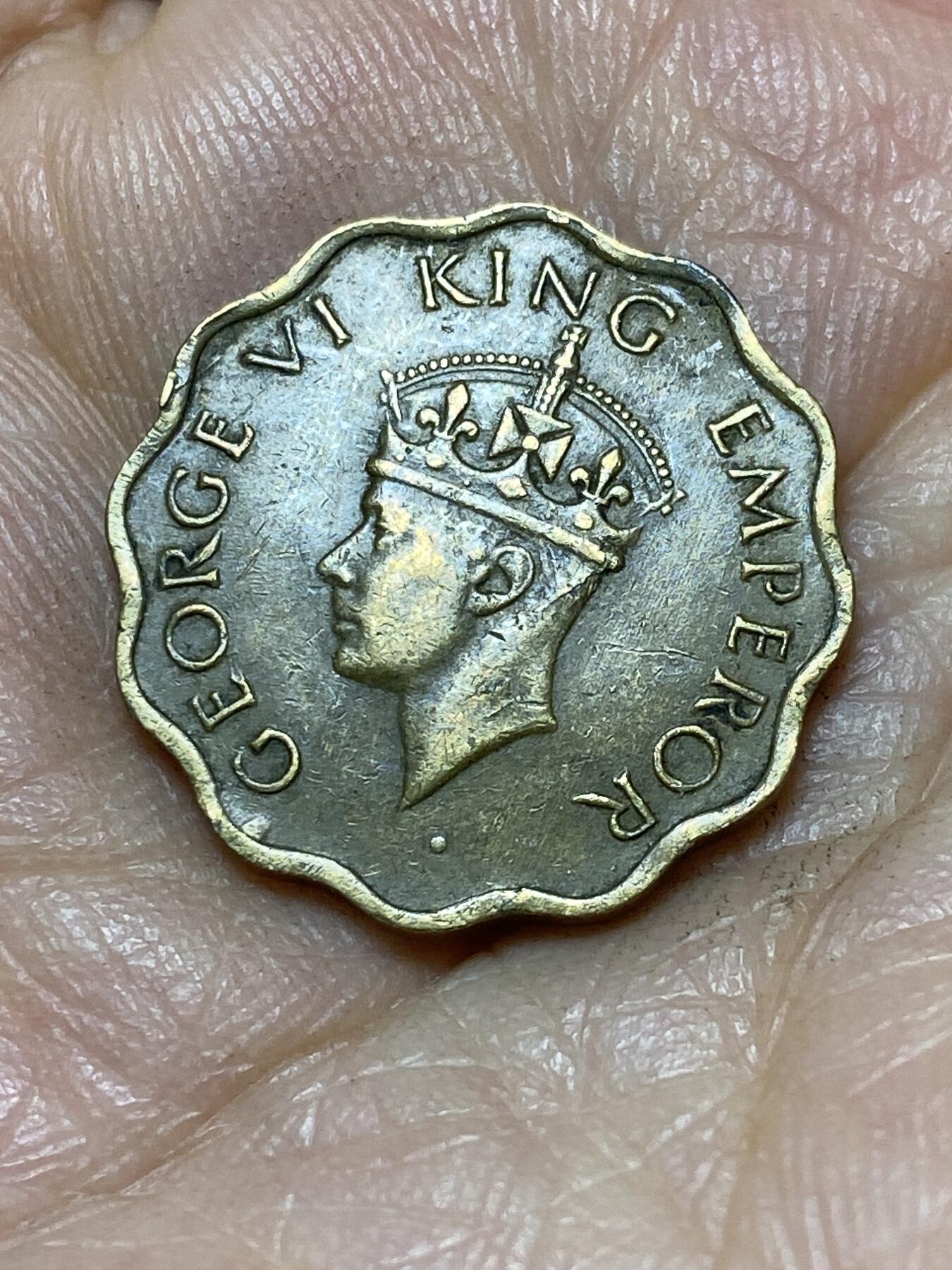 2025年第一百零五场(总第一百三十一场）外国好品散币(免佣金) 英属印度1944年1安娜(乔治六世第三版，年份下带点b版孟买造)