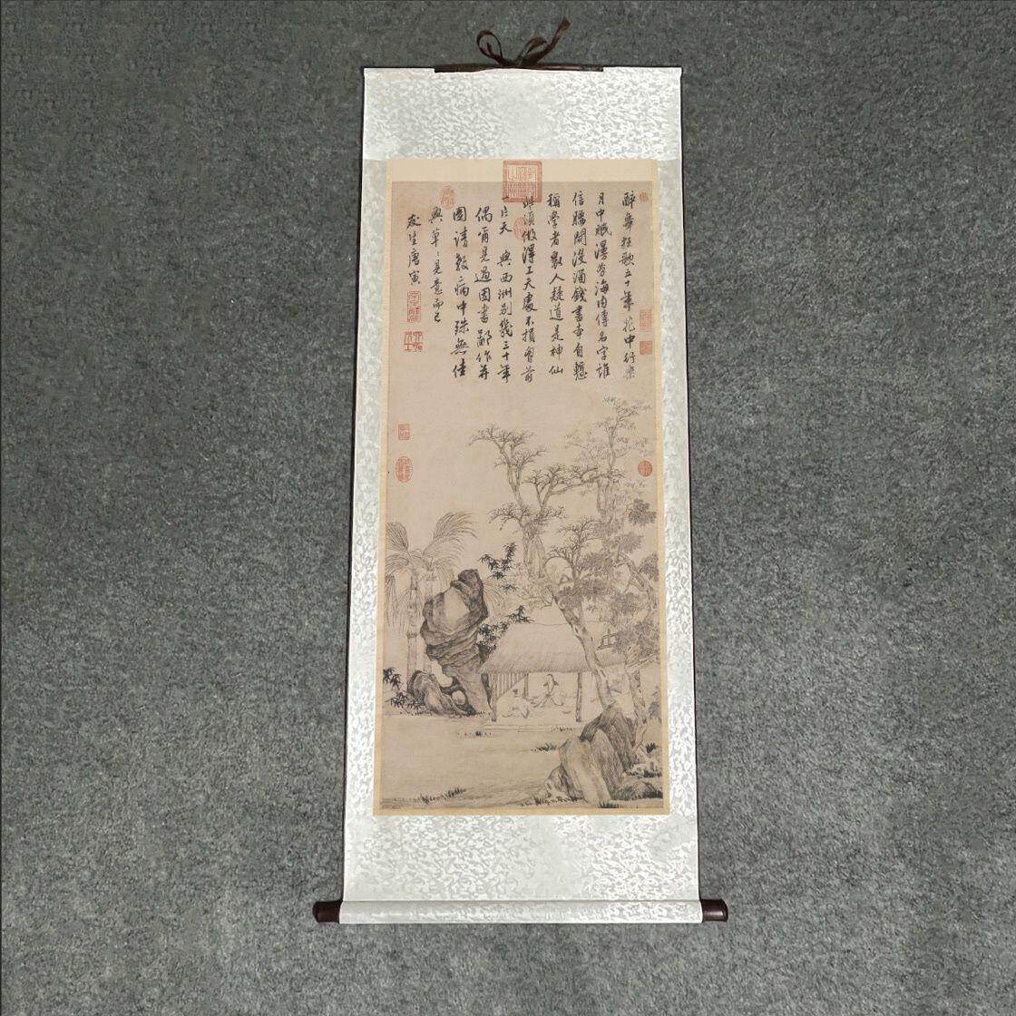 听雨轩 杂相专场（1） 唐伯虎西洲话旧图卷轴画