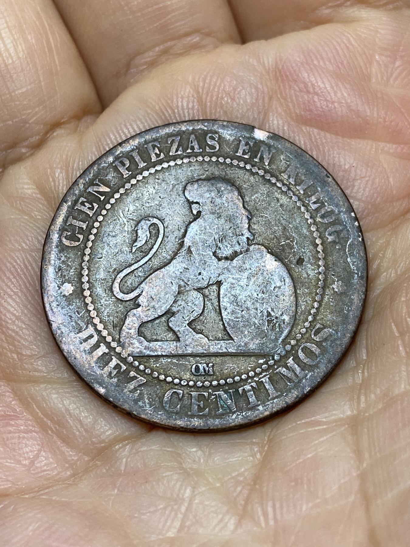 2025年第一百零五场(总第一百三十一场）外国好品散币(免佣金) 西班牙1870单年份10分(临时政府时期，OM标)