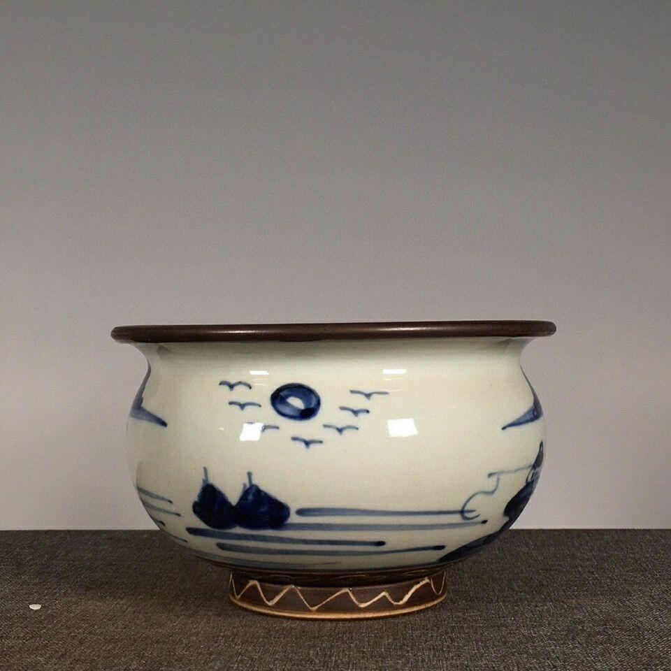 杂相专场（5） 青花山水风景小缸