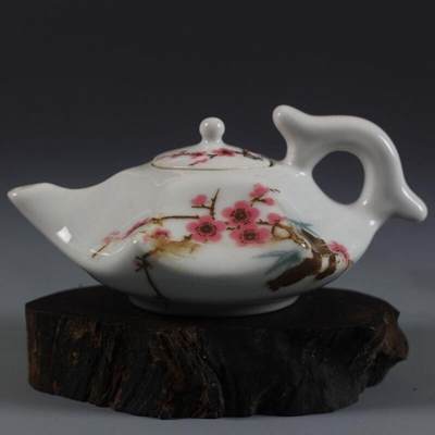 旧陶瓷专场 - 水点桃花茶壶