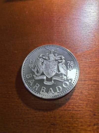 长老汇蛇年精选第五十九场拍卖 1978巴巴多斯贝壳喷泉5元精制银币，1盎司800银，仅有4000多枚