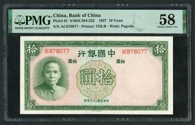 沧河堂050 - 中国银行 十元 PMG58
