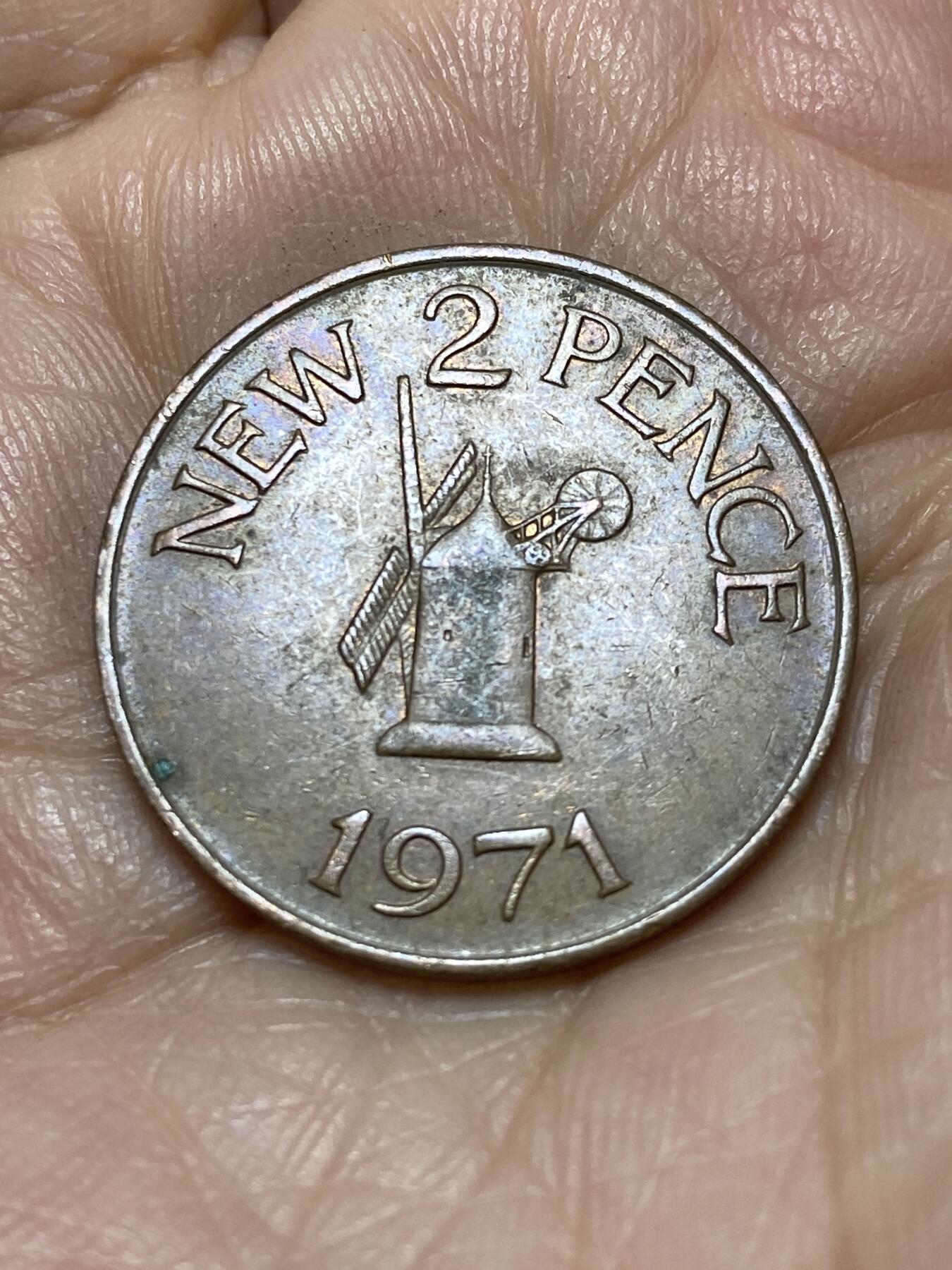 2025年第一百零五场(总第一百三十一场）外国好品散币(免佣金) 英属根西岛🇬🇬1971单年份2新便士(十进制第一版)