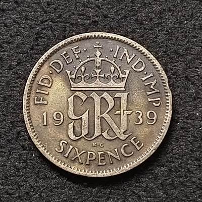 【全场包邮】纯粹捡漏拍466场-待排序 - 英国1939年乔治六世6便士银币