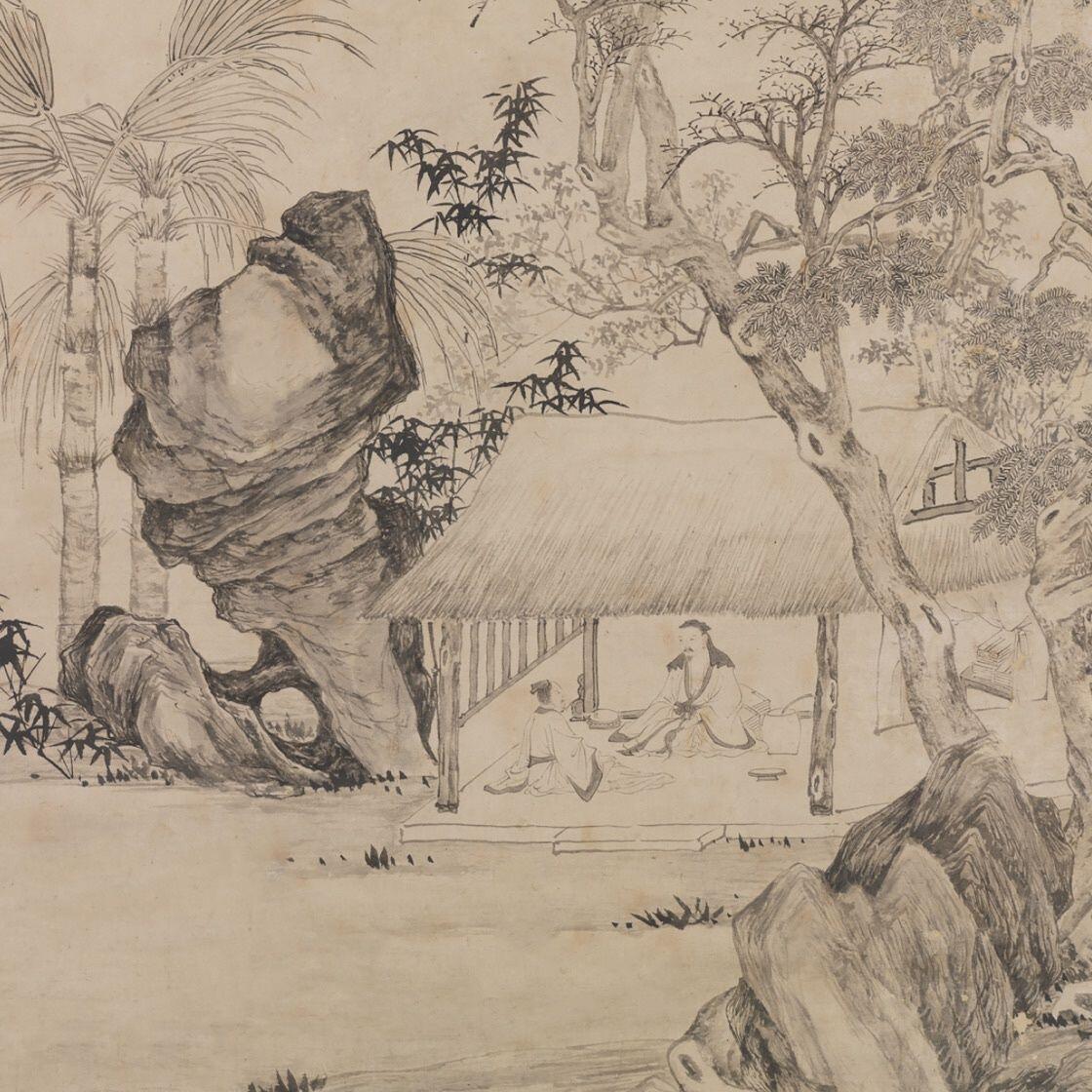 听雨轩 杂相专场（1） 唐伯虎西洲话旧图卷轴画