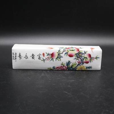 旧陶瓷专场 - 粉彩富贵长寿镇纸