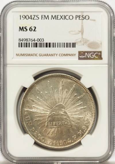 博洋堂世界钱币拍卖第142期（全场包邮） - NGC MS62 墨西哥1904年ZS FM版直边鹰洋，黄油转光，少见版别，平台首见MS分数