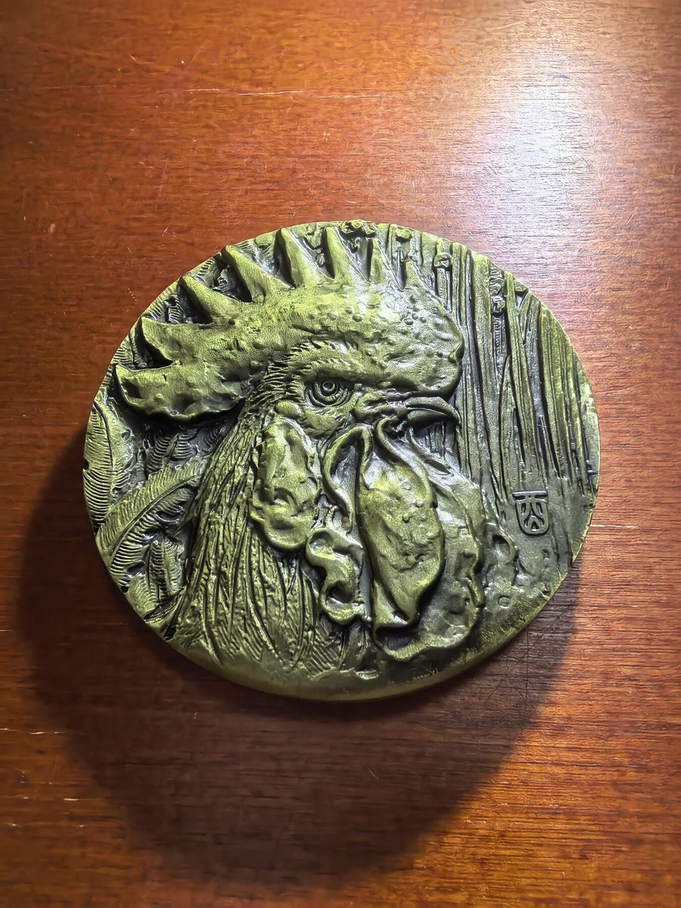 长老汇蛇年精选第五十九场拍卖 2017鸡年金鸡鸣晓黄铜章，60MM，上海造币厂