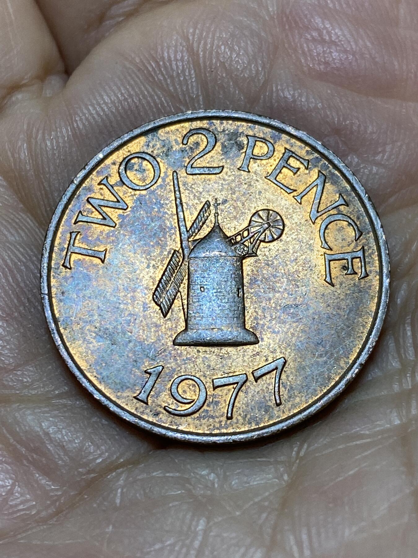 2025年第一百零五场(总第一百三十一场）外国好品散币(免佣金) 英属根西岛🇬🇬1977年2新便士(十进制第二版，首发年)