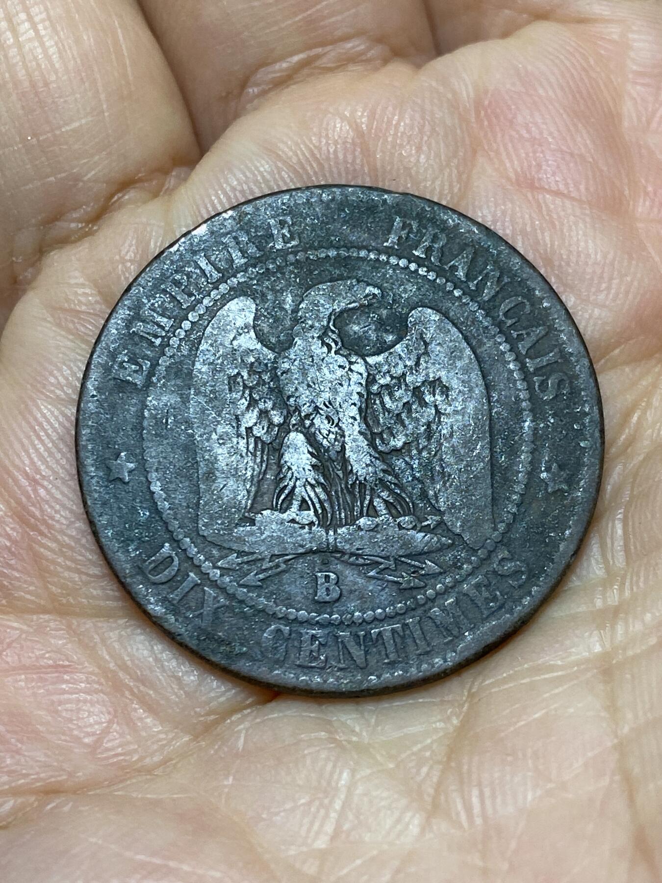 2025年第一百零五场(总第一百三十一场）外国好品散币(免佣金) 法兰西第二帝国1856年10生丁(拿破仑三世第一版，B标鲁昂造)
