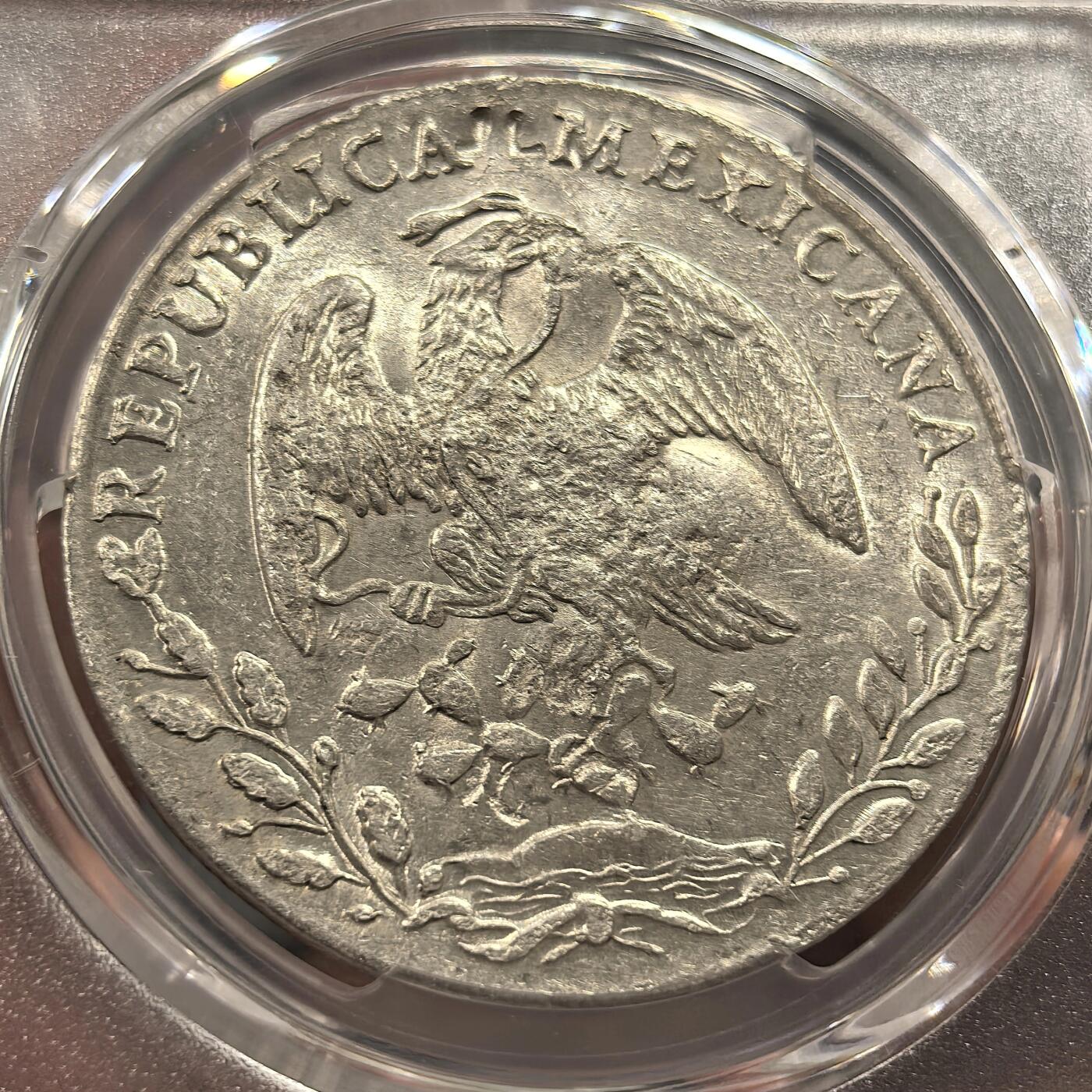 博洋堂世界钱币拍卖第142期（全场包邮） PCGS AU 墨西哥1884年GO BR版花边鹰洋，原光十足，多个精美戳记