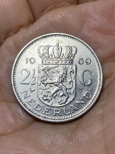 2025年第一百零五场(总第一百三十一场）外国好品散币(免佣金) - 荷兰🇳🇱1969年2.5盾(朱丽安娜女王时期，后期鸡标)