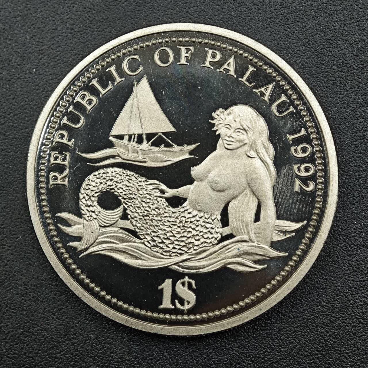 【淘币小摊】限时拍第七百六十拍  国庆10连拍 克朗邮币封场 外出13号发货 满百包邮可预留两周  周一统一发货  帕劳1992年海洋动物美人鱼彩色纪念币