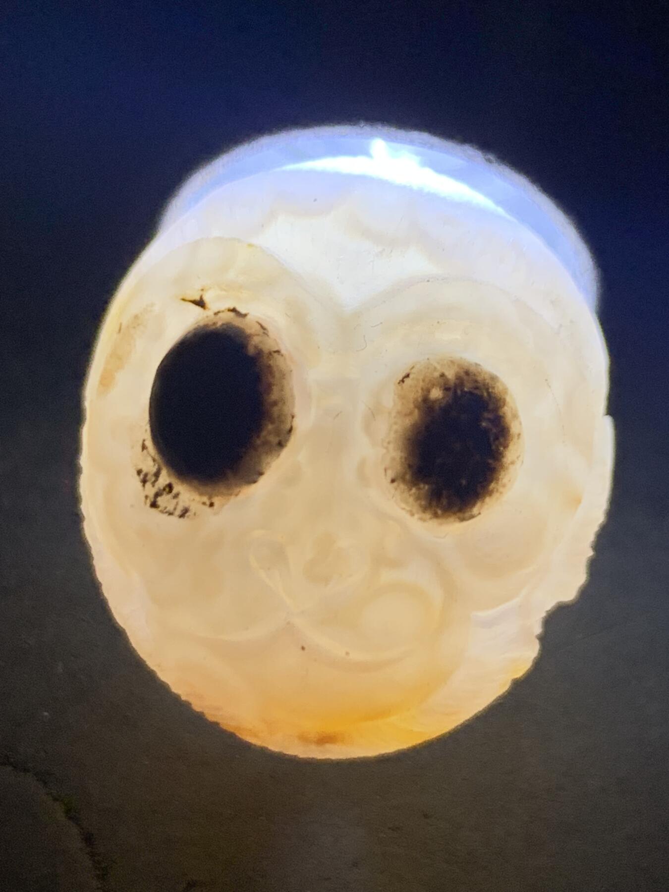 精美亚光原皮气泡纹战国红玛瑙手工俏色巧雕灵猴随形珠一颗