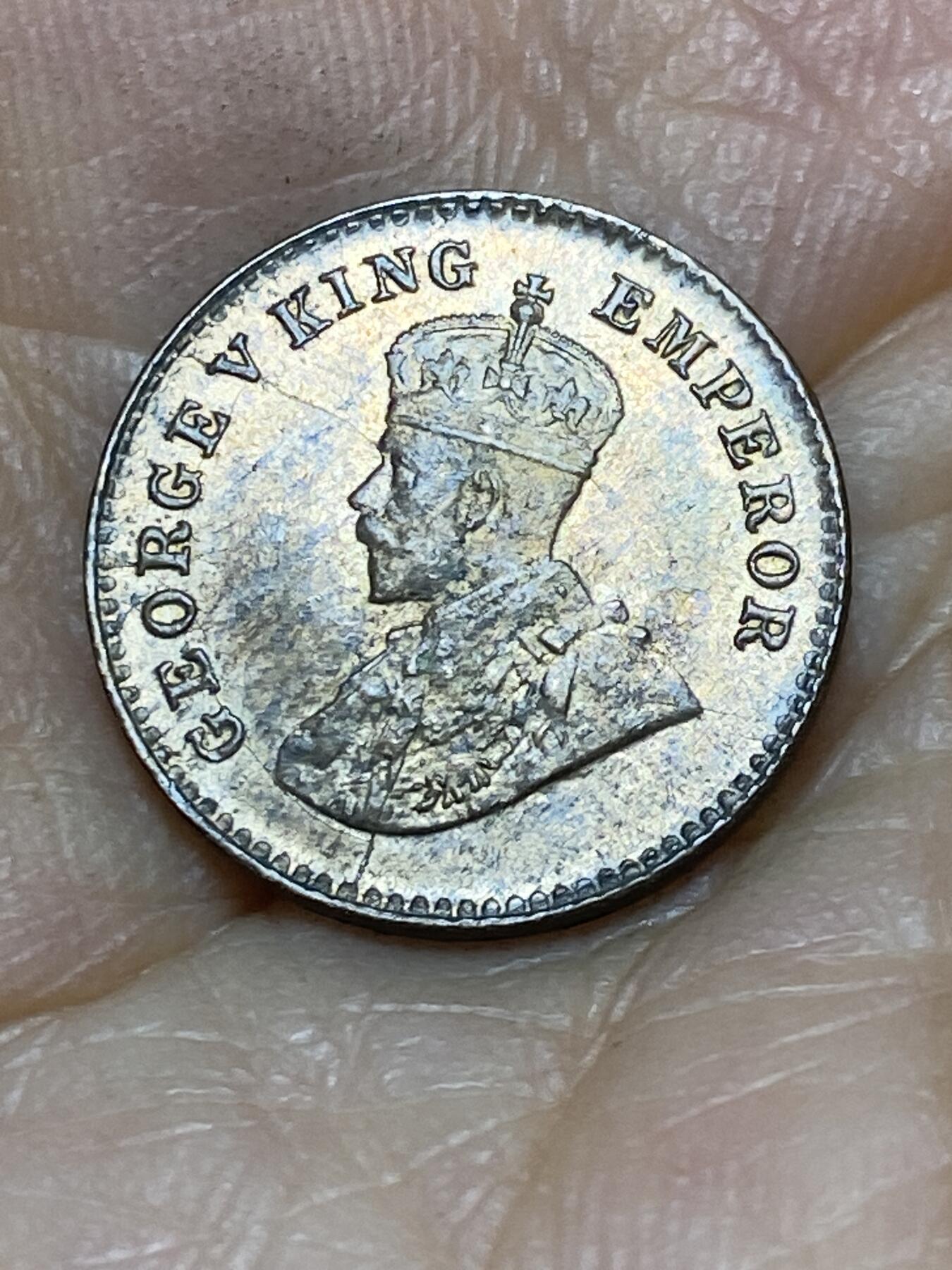 2025年第一百零五场(总第一百三十一场）外国好品散币(免佣金) 英属印度1924年1/12安娜(乔治五世时期，年份下带点B版孟买造)