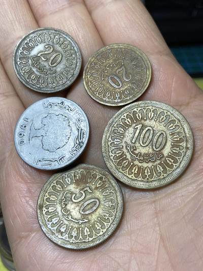 2025年第一百零六场(总第一百三十二场）外国好品散币(免佣金) - 突尼斯🇹🇳1960年5枚(5、20、50、100米利姆)