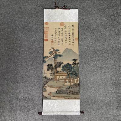 名家名画（装饰画）专场 - 品茶图 文徵明 卷轴画