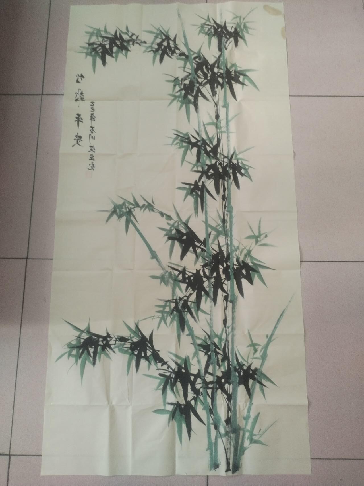 国画 书法 石川老师手绘 竹报平安。140-70cm。