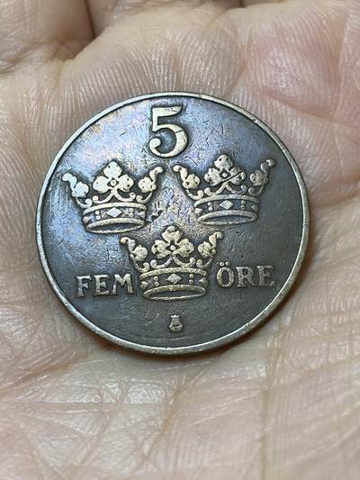 2025年第一百零六场(总第一百三十二场）外国好品散币(免佣金) - 瑞典🇸🇪1915年5欧尔(古斯塔夫五世第二版，早期年份)